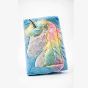 Libreta de peluche con diseño unicornio
